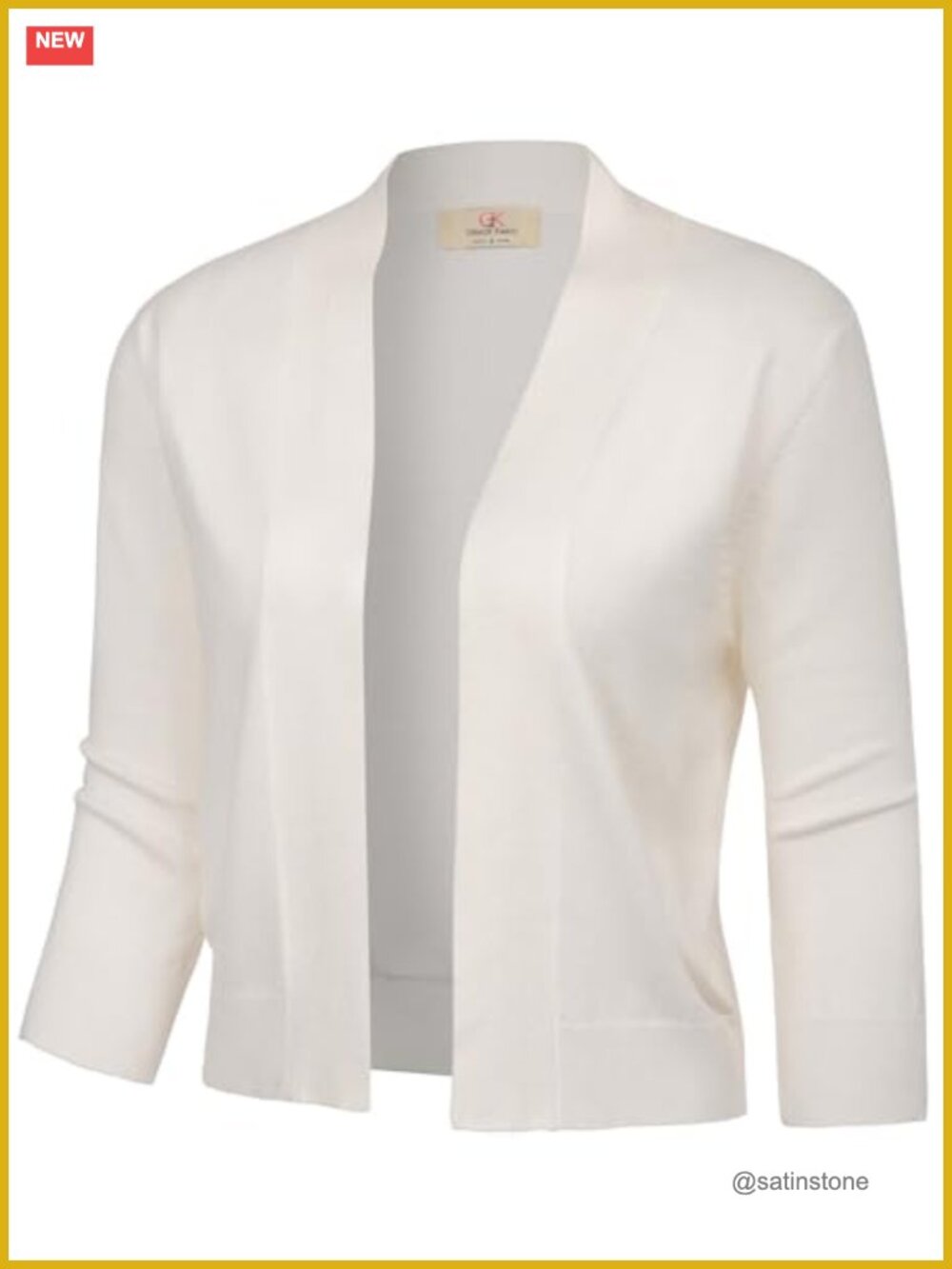 Women's Cropped Cardigan 3/4 Sleeve Knit Bolero Shrug Open Front V-Neck